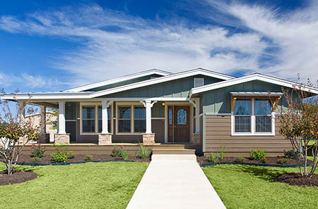 Nice new large manufactured home with beautiful siding and roof lines